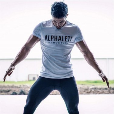 2017 New Summer Men T-shirt Short Sleeve Cotton Muscle Dr. Brothers Print ALPHALETE Fitness T Shirt 
