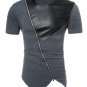 Male 2018 Brand Short Sleeve Straight Zipper T Shirt O-Neck Slim Men T-Shirt Tops Fashion Mens Tee S