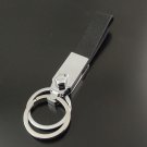Mens Double Circle Round Keyring Latest Popular Pirate Design Cool Black Leather Key Chains Metal Ke