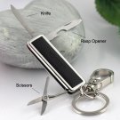 multifunctional scissors knife key chain high quality bottle opener key chain waist hanging key hold