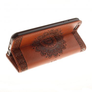 Retro Phone Cases For iPhone 7 6 6s Plus SE 5 5s Case Sunflower Paisley Relief PU Leather Stand Wall