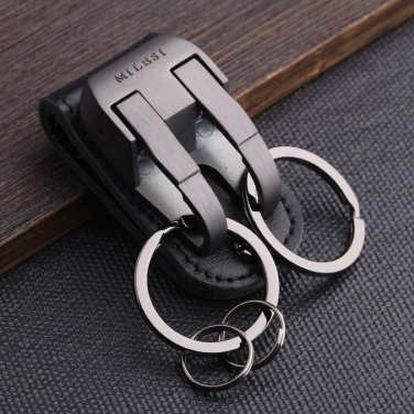 Milesi - Brand Men KeyChain Belt Clip Pull Auto Lock Key Chain Double Ring Men Car Key Holder Novelt