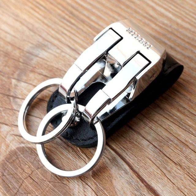 Milesi Brand Men KeyChain Belt Clip Pull Auto Lock Key Chain Double