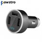 Powstro 2 in 1 Aluminium Dual USB Car Charger Stainless Steel Emergency Hammer Fatigue driving voice