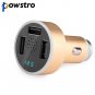 Powstro 2 in 1 Aluminium Dual USB Car Charger Stainless Steel Emergency Hammer Fatigue driving voice