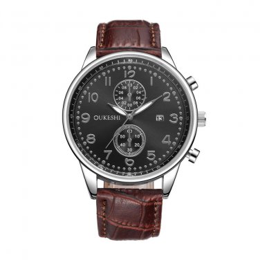 Men Luxury Stainless Steel Quartz Military Sport Leather Band Dial Wrist Watch