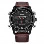 Mens Army Military Watch Waterproof Sports LED Digital Analog Leathe Wrist Watch