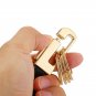 New Hot Valentines Day Gift For Men Black Leather Keychain Car Key Golden Charms White Gold Color Ke