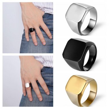authority Thumb ring Steel plate plane ring New Solid Polished Stainless Steel Band Biker Men Signet