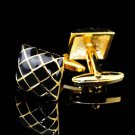 Square Checked Black Gold Yellow Cuffs Men\'s Cufflinks Jewelry Stainless Steel Metal Cuff Nail Eleg