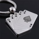 Poker Card Hanging Zinc Alloy Plating Silver Round Circle Connected Keychain Key Chains Fashion Jewe