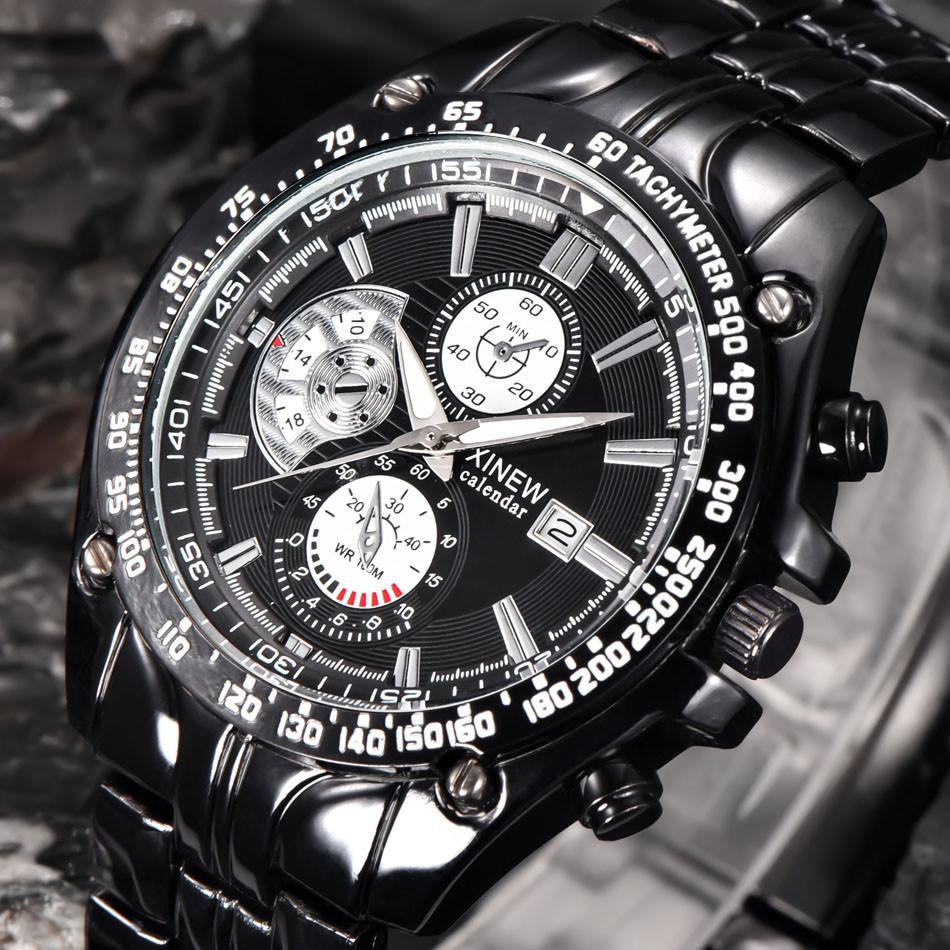 Men\'s Fashion Military Stainless Steel Analog Date Sport Quartz Wrist Watch