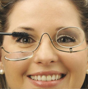 Women Adjustable Flip Down 3x Magnifying Dual 2 Lens Makeup Glasses Cosmetics Glasses Makeup Magnify