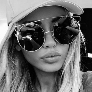 New Fashion Cat Eye Oversized Big Round Sunglasses Women Superstar Brand Designer Lady Rose Gold Mir