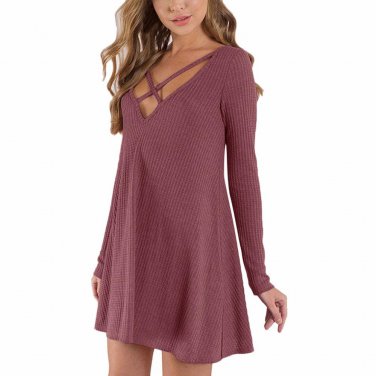 Women Sexy Deep V Strapless Backless Sling T-Shirt Dresses
