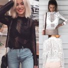 Women Long Sleeve Sexy Lace Floral Shirt Tops Hollow-out Female Blouse