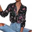 Unisex Women Long Sleeve Turn Down Neck Floral Printed Casual Multicolor Blouse Tops Female Clothes 