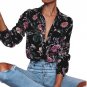 Unisex Women Long Sleeve Turn Down Neck Floral Printed Casual Multicolor Blouse Tops Female Clothes
