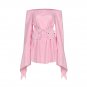 Women Sexy Flare Long Sleeve Tops Pure Color Off Shoulder Bandage Slim Blouse