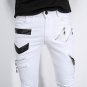 New Arrival Men`s Pants Punk Style Patch Leather Zipper Stage Performance NightClub Biker Pants