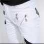 New Arrival Men`s Pants Punk Style Patch Leather Zipper Stage Performance NightClub Biker Pants