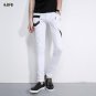New Arrival Men`s Pants Punk Style Patch Leather Zipper Stage Performance NightClub Biker Pants