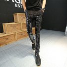New Hot Motorcycle Leather Joggers Fashion Mens Punk Crocodile Pattern Pants Cool Skinny Faux Leathe