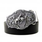 Retro Western Cowboy Vintage Men\'s Jeans PU Leather Belts Silver Horse Cowboy Belt Buckle Metal For