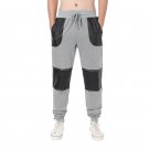 New Autumn Spring Men Fashion Sweatpants Casual Joggers Leather Patchwork Loose Harem Pants Long Tro