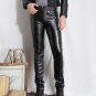 Men PU Leather Pants Skinny Motorcycle Riding Pants Slim Fit Trousers for Men Hip Hop Full Length Pa
