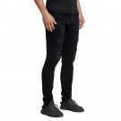 2017 New Men Motorcycle Knee Leather Biker Jeans Slim Stretch Elastic Destroyed Jeans H0391