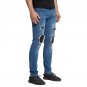 2017 New Men Motorcycle Knee Leather Biker Jeans Slim Stretch Elastic Destroyed Jeans H0391