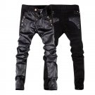 2014 new fashion men faux leather jeans pant mens skinny leather denim pants trousers 28-34(small si