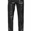 Male winter plus velvet thickening thermal PU leather pants Mens casual loose straight pants outdoor