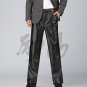 Male Autumn plus size black plus velvet straight PU pants man winter oversized thicken warm trousres