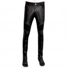 pu leather streetwear straight skinny pants men pencil denim trousers pantalon homme 28-36 CYG100