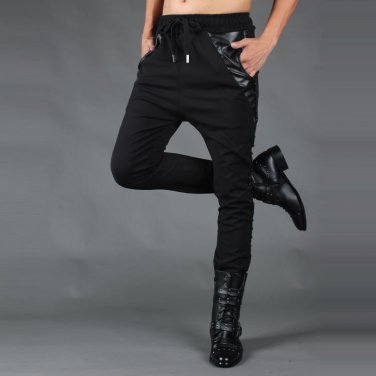 2016 Mens Harem pants male elastic slim thick personality trousers autumn and winter casual boot cut