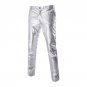 YJSFG HOUSE New Men PU Leather Pants Slim Fit Straight-Leg Trousers Motorcycle Biker Solid Straight