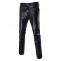 YJSFG HOUSE New Men PU Leather Pants Slim Fit Straight-Leg Trousers Motorcycle Biker Solid Straight