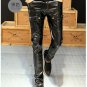 Spring Autumn Casual Pencil Trousers personality zipper Black harem mens Button slim Faux Leather Pa