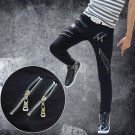 2015 Spring Summer New fashion Brand Casual Black White Fake Zippers slim PU Faux Leather patchwork 