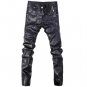 newest design high quality men leather jeans pants denim straight trousers black color size 28-36 C1