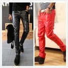 Autumn Winter fashion Brand Casual slim rivet Fake Zippers Black Red PU Faux Leather Teenage Pencil 