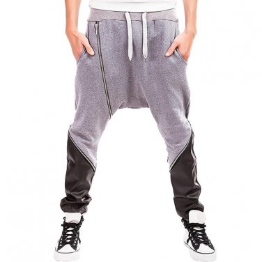 LASPERAL Fitness Trousers Pocket Drawstring Zipper Leather Design Pants 2017 Brand Cotton Casual Har