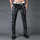 Wholesale autumn winter Mens Leather Pants slim men pants Zippers Faux Leather Pu Motorcycle Skinny 