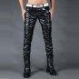 Wholesale autumn winter Mens Leather Pants slim men pants Zippers Faux Leather Pu Motorcycle Skinny
