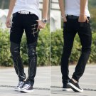New fashion Brand European style Casual Hip Hop personality zipper male Faux Leather  harem slim Tro