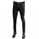 Hot sale autumn fashion casual motorcycle men leather pants straight denim trousers pantalon homme 2