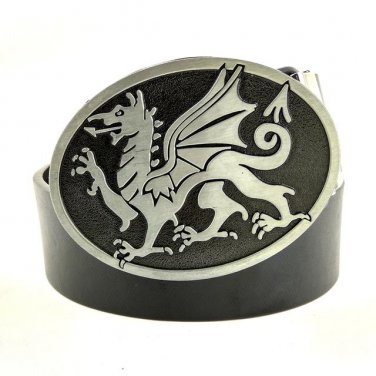 Men\'s Jeans Belts High Quality Black Leather Belt The Welsh Dragon Big Belt Buckle Metal For Men Ca