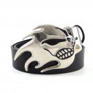 Fashion Cool Mens Black PU Leather Belt 90cm 115cm 130cm Silver Skull Belt Buckles Metal For Men Jea
